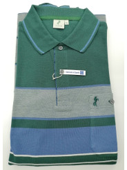 Polo premium caballero manga larga rayas verde y azul