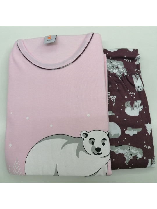 Pijama invierno mujer osos rosas